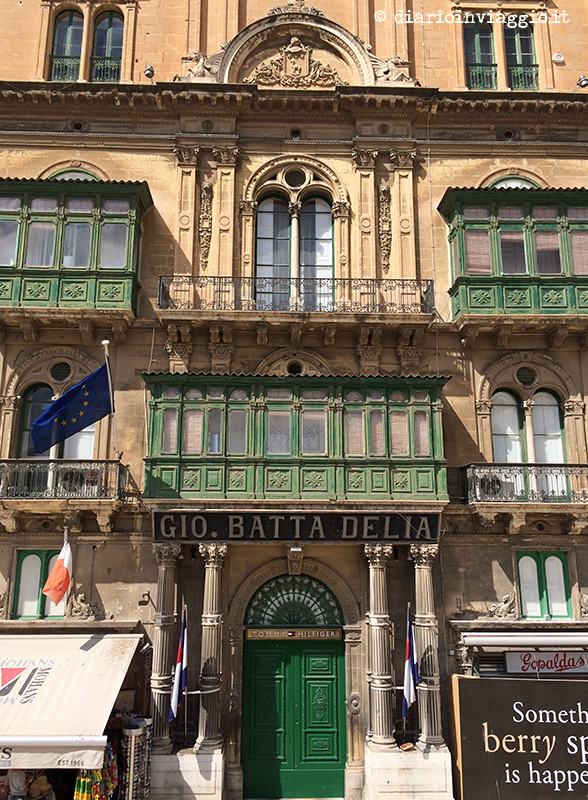 Importanti facciate di palazzi a La Valletta, Malta