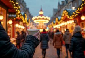 Mercatini di Natale sul mare: itinerario da Jesolo a Trieste (perfetto anche in camper) Tazza calda tra le luci e la giostra di un mercatino di Natale