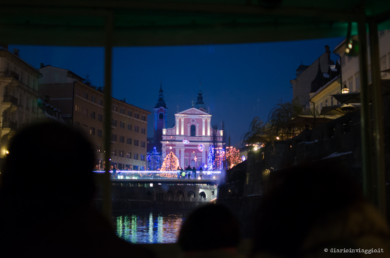 Dal battello sul fiume Ljubljanica a Lubiana